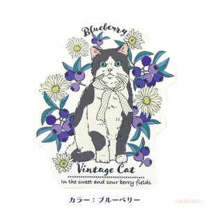 ヴィンテージキャットダイカットステッカー（ブルーベリー）