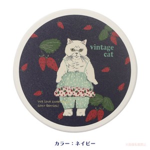 ヴィンテージキャット吸水コースター（ネイビー）