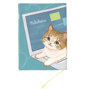 ＜ねこハラ＞ブックカバー（グリーン）