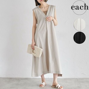 再入荷【each新作】綿麻フリンジ・ジャンスカ　異素材　リネンコットン　ワンピース　SS　each東京