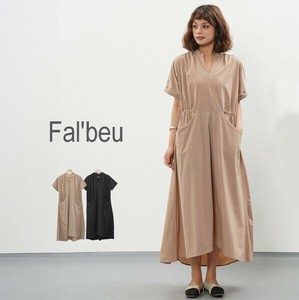 【新作】無地　半袖ドロストワンピース　バックタック　2色展開
