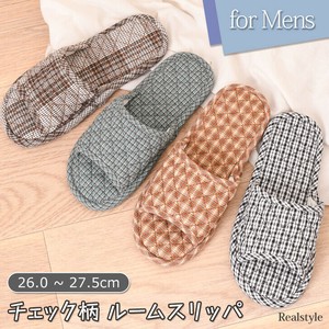 滑り止め付き チェック 総柄 メンズ ルームスリッパ czysk00111