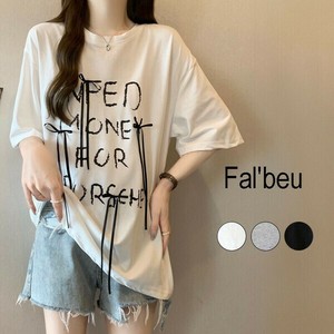 【新作】リボン付オーバーサイズカットソー　綿Tシャツ　3色展開