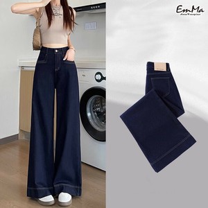 ワイドレッグデニムパンツ ダークブルー カジュアル  春 秋 【2025SS】 EH3401