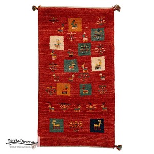 ギャッベ　ペルシャ　イラン　オーガニックウール　絨毯　ラグ　玄関マットL　57×104cm　ML1974_RE