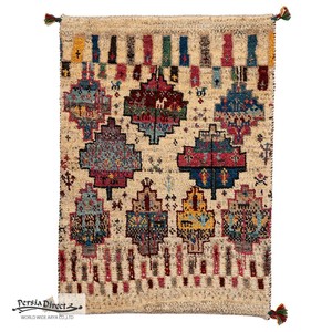 ギャッベ　ペルシャ　イラン　オーガニックウール　絨毯　ラグ　玄関マットL　61×86cm　ML1967_CL