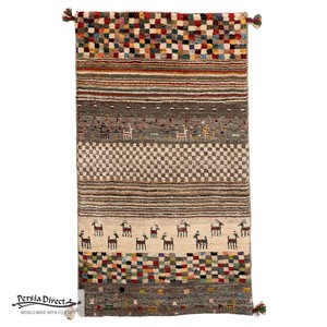 ギャッベ　ペルシャ　イラン　オーガニックウール　絨毯　ラグ　玄関マットL　62×108cm　ML1972_NE