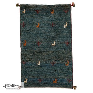 ギャッベ　ペルシャ　イラン　オーガニックウール　絨毯　ラグ　玄関マットL　61×99cm　ML1979_GR