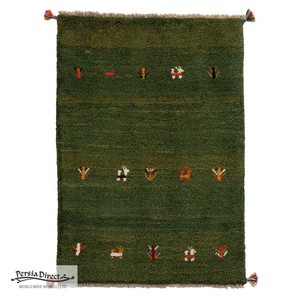 ギャッベ　ペルシャ　イラン　オーガニックウール　絨毯　ラグ　玄関マットL　63×90cm　ML2007_GR