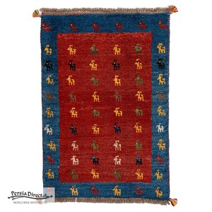 ギャッベ　ペルシャ　イラン　オーガニックウール　絨毯　ラグ　玄関マットL　64×87cm　ML2009_RE
