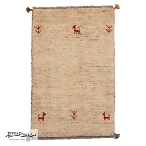 ギャッベ　ペルシャ　イラン　オーガニックウール　絨毯　ラグ　玄関マットL　60×91cm　ML2012_BE