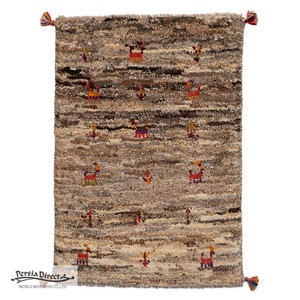 ギャッベ　ペルシャ　イラン　オーガニックウール　絨毯　ラグ　玄関マットL　59×83cm　ML2028_NE