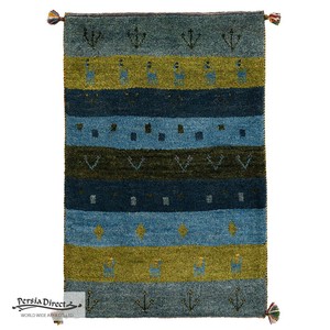 ギャッベ　ペルシャ　イラン　オーガニックウール　絨毯　ラグ　玄関マットL　61×91cm　ML1955_CL