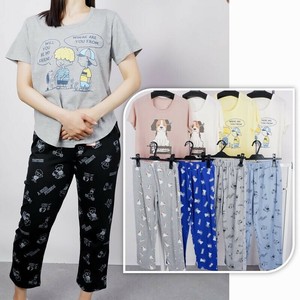 Tシャツ8分丈ワイドパンツ 上下セット  猫 キャラクター セットアップ  ルームウェア パジャマ