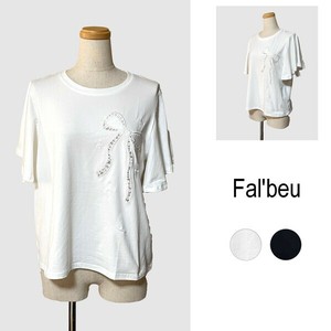 【新作】フリルスリーブリボンレースカットソー　コットン　2色展開