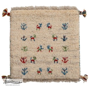 ギャッベ　ペルシャ　イラン　オーガニックウール　絨毯　ラグ　座布団　40×40cm　MS15566_BE