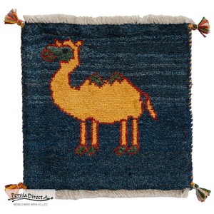 ギャッベ　ペルシャ　イラン　オーガニックウール　絨毯　ラグ　座布団　42×41cm　MS16767_BL