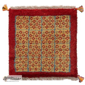 ギャッベ　ペルシャ　イラン　オーガニックウール　絨毯　ラグ　座布団　42×42cm　MS16811_RE