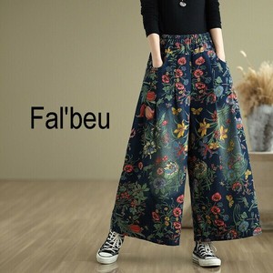 【再入荷】【新作】レトロフラワー柄タックデニムパンツ