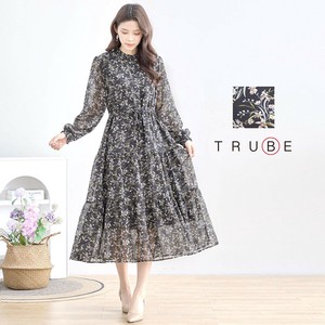 【2025新作】【M〜L】小花柄シフォンワンピース　(N82-147)（1号店）FM1