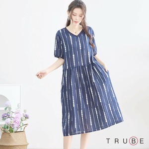 Casual Dress Stripe V-Neck Cotton Square [2025 NEW]
