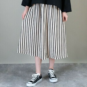 裙子 新商品 泡泡纱 裙子 竖纹