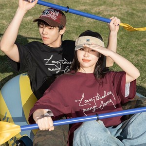 P20595 2025春秋新作 カジュアル 半袖 メンズ トップス Tシャツ 欧米風 ペアルック ラウンドネック