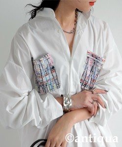[antiqua] Button Shirt/Blouse Design Ladies fashion Pocket