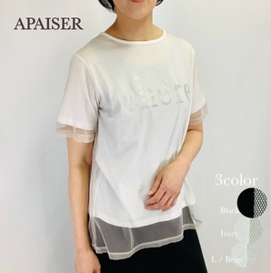 【2025年　春・夏　新作】チュール重ねプリントTシャツカットソー