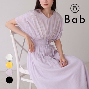 【SALE】再入荷：フロント刺繍ウエストシャーリングワンピース◇インド綿で涼しい着心地