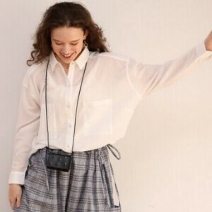 Button Shirt/Blouse Sheer Shirt