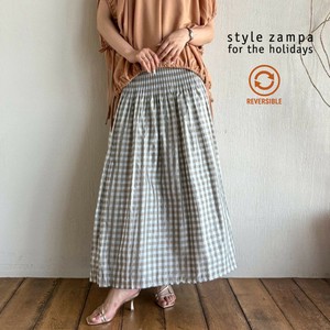 【2025SS新作】【定番人気】ミニチェック＋ストライプリバーシブルスカート
