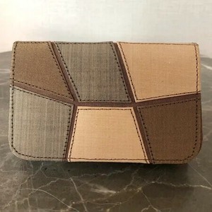 シルク ブロック柄カードケース （ベージュブラウン）