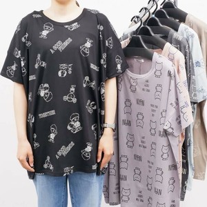 T-shirt BIG Patterned T-Shirt Big Tee Cat Summer Unisex