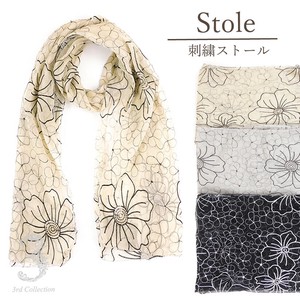 花柄刺繍ストール  スパンコール付き　大判　春夏　新作　人気　おしゃれ