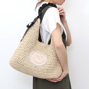 ■予約販売■2025新作【COOCO クーコ】SMILEY パール刺繍フリルハンドルペーパー カゴバッグ