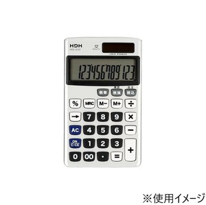 保土ヶ谷電子販売　手帳型電卓　12桁　カバー付き　ホワイト　HDC-010T