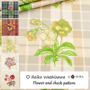 Cotton Pattern Flower Check Green 5-colors
