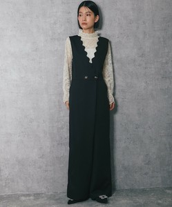 スカラップサロペットパンツオールインワン