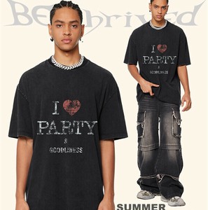 P20606 トップス Tシャツ  半袖 メンズ ペアルック プリント 2025春秋新作 欧米風 カジュアル