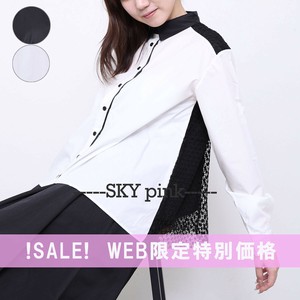 【WEB限定特別価格】バックレースデザイン配色シャツブラウス　 skypink東京