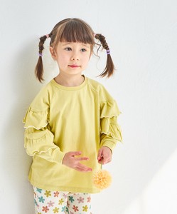 【綿100%】バックフリル 配色メロー 長袖Tシャツ