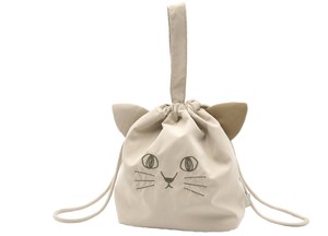 【5月上旬入荷予定】にゃふにゃふ ランチ巾着バッグ ベージュ