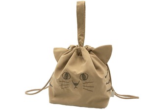 【5月上旬入荷予定】にゃふにゃふ ランチ巾着バッグ  ブラウン