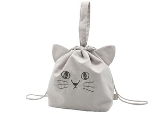 【5月上旬入荷予定】にゃふにゃふ ランチ巾着バッグ グレー