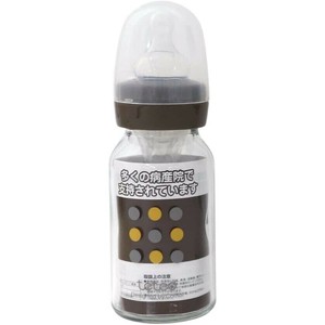 哺乳びん耐熱ガラス製R100ml 母乳・ミルクトレーニング用S・Mサイズ乳首付