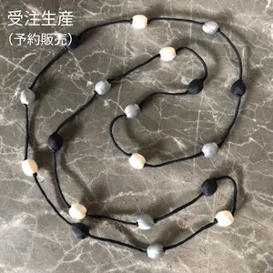 【受注生産】シルクネックレス（ブラック×ホワイト×グレー）