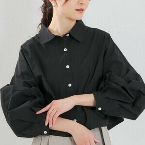 カーブボリューム袖シャツ シャツブラウス ショート丈シャツ 24934