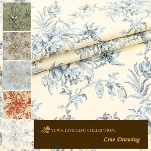 Cotton Line Drawing White Blue 5-colors