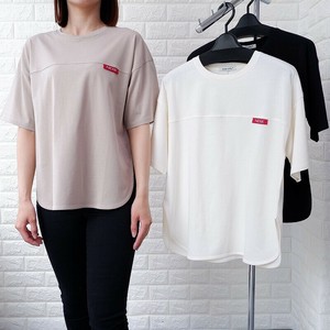 シルケット綿100% サイドスリット切替Tシャツ 8色 ピスネーム ワンポイント 半袖 Tシャツ  無地 レディース
